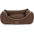 Carolina Pet Microfiber Low Profile Kuddler Bolster Dog Bed with Removable Cover, Chocolate, Medium
