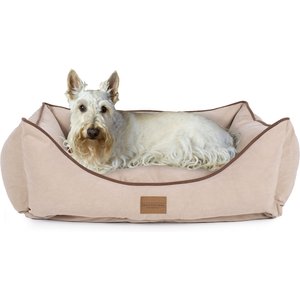 Carolina Pet Microfiber Low Profile Kuddler Bolster Dog Bed with Removable Cover, Linen, X-Large