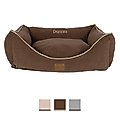 Carolina Pet Microfiber Low Profile Kuddler Personalized Bolster Dog Bed with Removable Cover, Chocolate, Medium