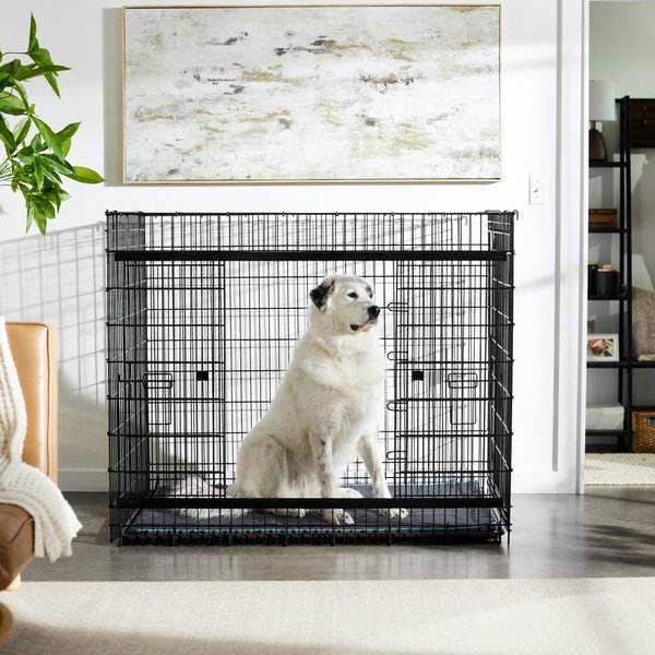 Frisco Heavy Duty Enhanced Lock Sliding Double Door Fold & Carry Wire Dog Crate & Mat Kit, 54 inch slide 1 of 9