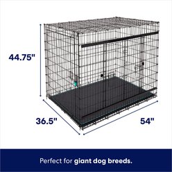 Frisco Heavy Duty Enhanced Lock Sliding Double Door Fold & Carry Wire Dog Crate & Mat Kit, 54 inch slide 2 of 7