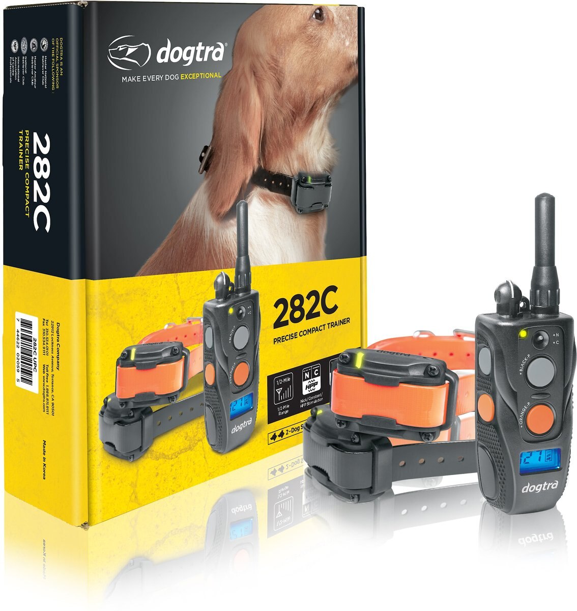 Dogtra 282C Waterproof 127-Level Precise Control LCD Screen Remote Training Dog E-Collar, 2 dog system