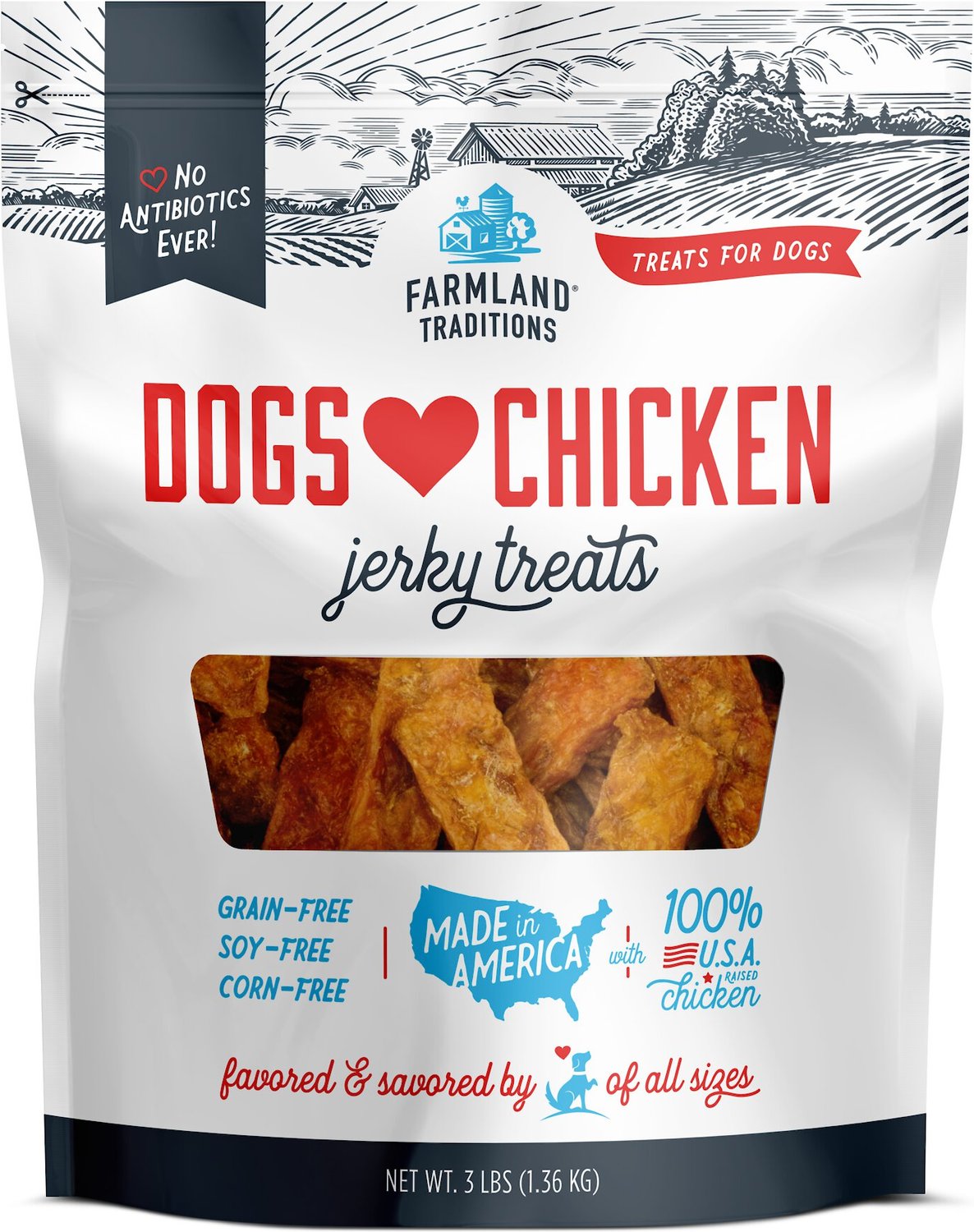 FARMLAND TRADITIONS Dogs Love Chicken GrainFree Jerky Dog Treats, 48