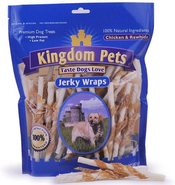 Kingdom Pets Jerky Wraps Chicken & Rawhide Dog Treats, 16-oz bag slide 1 of 4