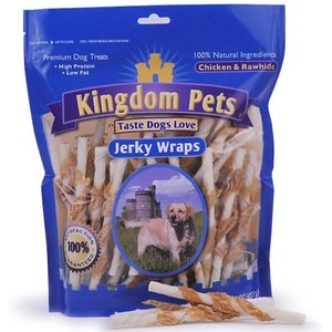 Kingdom Pets Jerky Wraps Chicken & Rawhide Dog Treats, 16-oz bag