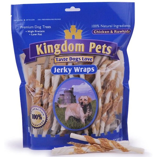 KINGDOM PETS Jerky Wraps Chicken & Rawhide Dog Treats, 16oz bag