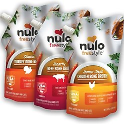 Nulo FreeStyle Grain-Free Bone Broth Variety Pack Dog & Cat Topper, 20-oz pouch, case of 3