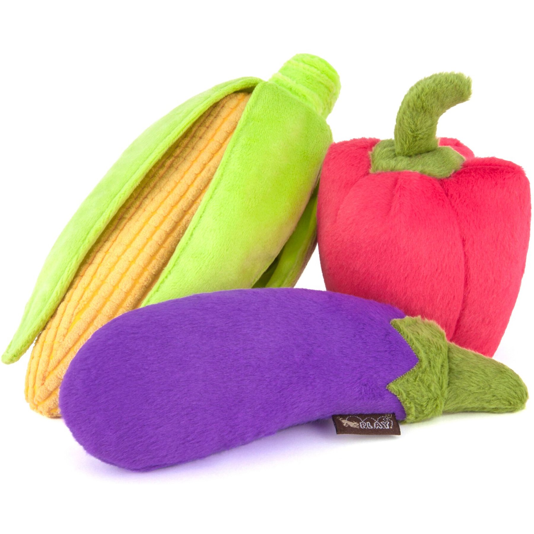 P.L.A.Y. Pet Lifestyle & You Farm Fresh Veggies Squeaky Dog Toy, 3 Count