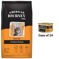 American Journey Kitten Chicken Recipe Grain-Free Dry Cat Food, 5-lb bag + American Journey Kitten Pate Chicken Recipe Grain-Free Canned Cat Food, 3-oz, case of 24
