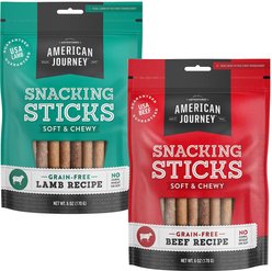 American Journey Lamb Recipe Grain-Free Soft & Chewy Snacking Sticks Dog Treats, 6-oz bag + American Journey Beef Recipe Grain-Free Soft & Chewy Snacking Sticks Dog Treats, 6-oz bag