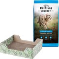 American Journey Salmon Recipe Grain-Free Dry Cat Food, 12-lb bag + Frisco Step-In Cat Scratcher Toy with Catnip, Tropical Palms