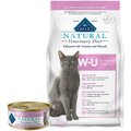 Blue Buffalo Natural Veterinary Diet W+U Weight Management + Urinary Care Grain-Free Canned Cat Food, 5.5-oz, case of 24 + Blue Buffalo Natural Veterinary Diet W+U Weight Management + Urinary Care Grain-Free Dry Cat Food, 6.5-lb bag