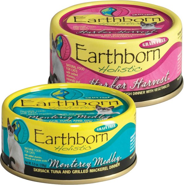 Earthborn Holistic Monterey Medley Grain-Free Natural Canned Cat & Kitten Food, 3-oz, case of 24 + Earthborn Holistic Harbor Harvest Grain-Free Natural Canned Cat & Kitten Food, 3-oz, case of 24 slide 1 of 5