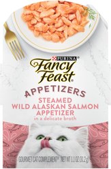 Fancy Feast Gravy Lovers Turkey Feast in Roasted Turkey Flavor Gravy Canned Cat Food, 3-oz, case of 24 + Appetizers Wild Alaskan Salmon Cat Treats, 1.1-oz tray, case of 10 slide 2 of 9