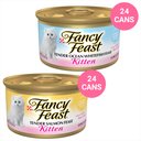 Fancy Feast Kitten Tender Ocean Whitefish Feast Canned Cat Food, 3-oz, case of 24 + Kitten Tender Salmon Canned Cat Food, 3-oz, case of 24