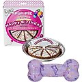 Frisco Birthday TPR Bone Dog Toy, Purple, Large + The Lazy Dog Cookie Co. Happy Birthday Pup-PIE Dog Treat, Girl