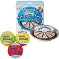 Frisco Fetch Squeaking Birthday Tennis Ball Dog Toy, 3-Pack + The Lazy Dog Cookie Co. Happy Birthday Pup-PIE Dog Treat, Boy