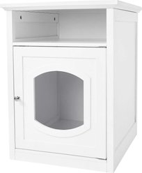Frisco Decorative Side Table Cat Litter Box Cover, White + Frisco Open Top Cat Litter Box with Rim, Gray, Large 19-in slide 2 of 7