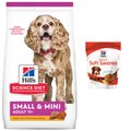 Hill's Science Diet Adult 11+ Small Paws Chicken Meal, Barley & Brown Rice Recipe Dry Dog Food, 15.5-lb bag + Hill's Natural Soft Savories with Peanut Butter & Banana Dog Treats, 8-oz bag