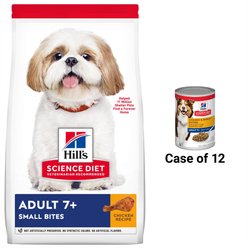 Hill's Science Diet Adult 7+ Small Bites Chicken Meal, Barley & Rice Recipe Dry Dog Food, 5-lb bag + Hill's Science Diet Adult 7+ Chicken & Barley Entree Canned Dog Food, 13-oz, case of 12 slide 1 of 7