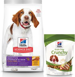 Hill's Science Diet Adult Sensitive Stomach & Skin Grain-Free Chicken & Potato Recipe Dry Dog Food, 24-lb bag + Hill's Grain-Free Crunchy Naturals with Chicken & Apples Dog Treats, 8-oz bag
