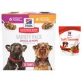 Hill's Science Diet Adult Small Paws Chicken & Vegetables & Beef & Vegetables Variety Pack Wet Dog Food Trays, 3.5 oz, case of 12 + Hill's Natural Soft Savories with Peanut Butter & Banana Dog Treats, 8-oz bag