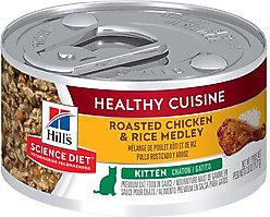 Hill's Science Diet Kitten Healthy Cuisine Roasted Chicken & Rice Medley Canned Cat Food, 2.8-oz, case of 24 + Hill's Science Diet Indoor Kitten Dry Cat Food, 7-lb bag slide 2 of 7