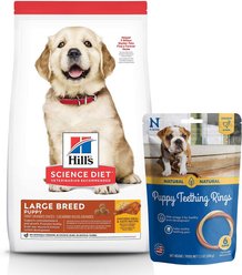 Hill's Science Diet Puppy Large Breed Chicken Meal & Oat Recipe Dry Dog Food, 15.5-lb bag + N-Bone Puppy Teething Ring Chicken Flavor Dog Treats, 6 count