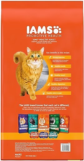 Iams ProActive Health Healthy Adult Original with Chicken Dry Cat Food, 22-lb bag + Greenies Feline SmartBites Healthy Skin & Fur Chicken Flavor Cat Treats, 4.6-oz bag
