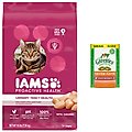 Iams ProActive Health Urinary Tract Health with Chicken Adult Dry Cat Food, 16-lb bag + Greenies Feline SmartBites Healthy Skin & Fur Chicken Flavor Cat Treats, 4.6-oz bag