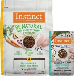 Instinct Be Natural Real Chicken & Brown Rice Recipe Freeze-Dried Raw Coated Dry Dog Food, 25-lb bag + Instinct Raw Boost Puppy Whole Grain Real Chicken & Brown Rice Recipe Freeze-Dried Raw Coated Dry Dog Food, 4.5-lb bag