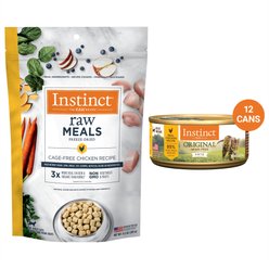Instinct Original Grain-Free Pate Real Chicken Recipe Wet Canned Cat Food, 5.5-oz, case of 12 + Instinct Freeze-Dried Raw Meals Grain-Free Cage-Free Chicken Recipe Cat Food, 9.5-oz bag