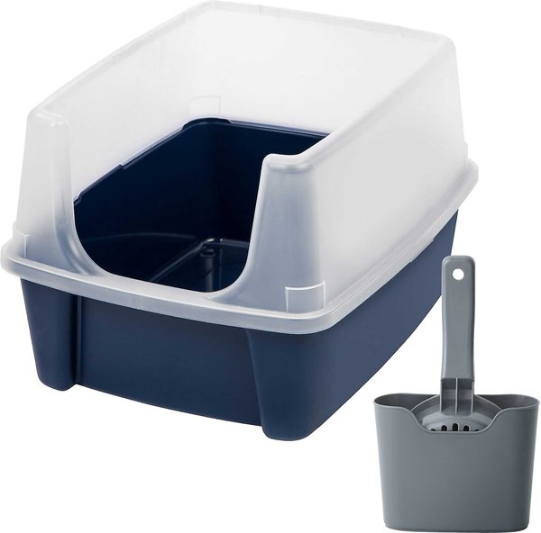 Frisco Plastic Litter Scooper with Caddy + IRIS Open Top Litter Box with Shield slide 1 of 7
