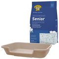 KittyGoHere Senior Cat Litter Box, Sand, Large + Dr. Elsey's Precious Cat Unscented Non-Clumping Crystal Cat Litter, 8-lb bag