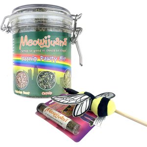 Meowijuana Catnip Pawty Mix, 60-g jar + Meowijuana Refillable Get Buzzed Catnip Bee Cat Toy