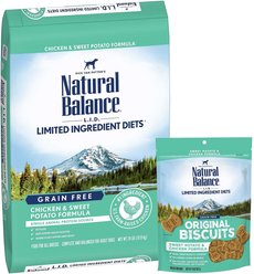 Natural Balance L.I.D. Limited Ingredient Diets Grain-Free Chicken & Sweet Potato Formula Dry Dog Food, 24-lb bag + Natural Balance L.I.T. Limited Ingredient Grain-Free Treats Sweet Potato & Chicken Formula Dog Treats, Regular, 14-oz bag