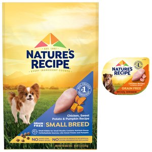 Nature's Recipe Small Breed Grain-Free Chicken, Sweet Potato & Pumpkin Recipe Dry Dog Food, 12-lb bag + Nature's Recipe Grain-Free Chicken Recipe in Broth Wet Dog Food, 2.75-oz, case of 12