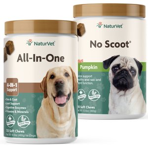 NaturVet All-In-One Support Soft Chews Dog Supplement, 120 count + NaturVet No Scoot Dog Soft Chews, 120 count