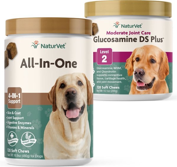 NaturVet Glucosamine DS Plus MSM & Chondroitin Dog & Cat Soft Chews, 120 count + NaturVet All-In-One Support Soft Chews Dog Supplement, 120 count slide 1 of 5