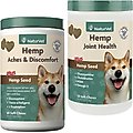 NaturVet Hemp Aches & Discomfort Plus Hemp Seed Dog Soft Chews, 60 count + NaturVet Hemp Joint Health Plus Hemp Seed Soft Chews Dog Supplement, 60 count