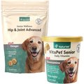 NaturVet Senior Care Hip & Joint Advanced Formula Dog Soft Chews, 120 count + NaturVet VitaPet Senior Daily Vitamins Plus Glucosamine Soft Chews Dog Supplement, 60 count