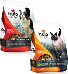 Nulo FreeStyle Turkey & Duck Recipe Freeze-Dried Raw Cat Food, 8-oz bag + Nulo FreeStyle Chicken & Salmon Recipe Freeze-Dried Raw Cat Food, 8-oz bag