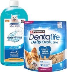 Nylabone Advanced Oral Care Liquid Tartar Remover, 32-oz bottle + DentaLife Daily Oral Care Small/Medium Dental Dog Treats, 40 count