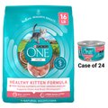 Purina ONE Healthy Kitten Formula Dry Food + Chicken & Salmon Recipe Pate Wet Cat Food
