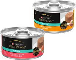 Purina Pro Plan Focus Kitten Classic Salmon & Ocean Fish + Kitten Classic Chicken & Liver Entree Canned Cat Food
