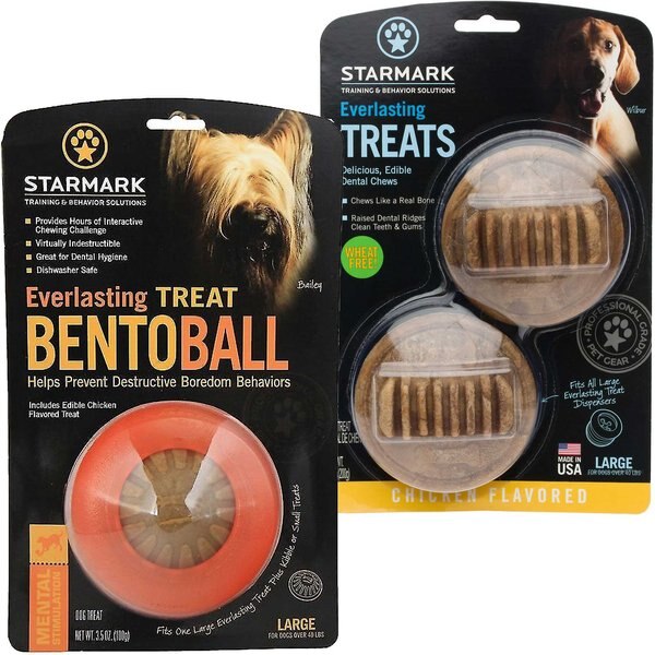 Starmark Everlasting Treat Bento Ball Tough Dog Chew Toy, Large + Starmark Everlasting Chicken Flavored Large Dental Dog Treats, 2 count slide 1 of 7