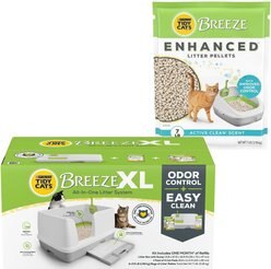 Tidy Cats Breeze XL All-In-One Cat Litter Box System + Tidy Cats Breeze Cat Litter Enhanced Pellets Refill, 7-lb bag