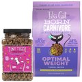 Tiki Cat Born Carnivore Light Turkey Recipe Adult Dry Cat Food, 2.8-lb bag + Tiny Tiger Crunchy Bunch, Fearless Feathers and Gracious Gills, Chicken & Seafood Flavor Cat Treats, 20-oz Jar