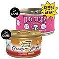 Tiny Tiger Chunks in Gravy Beef Recipe Grain-Free Canned Cat Food, 3-oz, case of 24 + Fancy Feast Gravy Lovers Beef Feast in Roasted Beef Flavor Gravy Canned Cat Food, 3-oz, case of 24