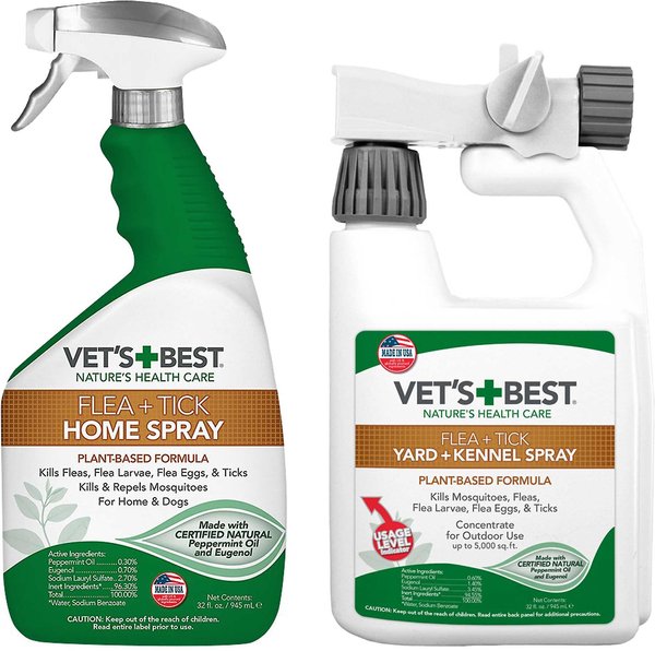 Vet's Best Dog Flea + Tick Home Spray, 32-oz bottle + Vet's Best Flea + Tick Yard & Kennel Spray for Dogs, 32-oz bottle slide 1 of 7